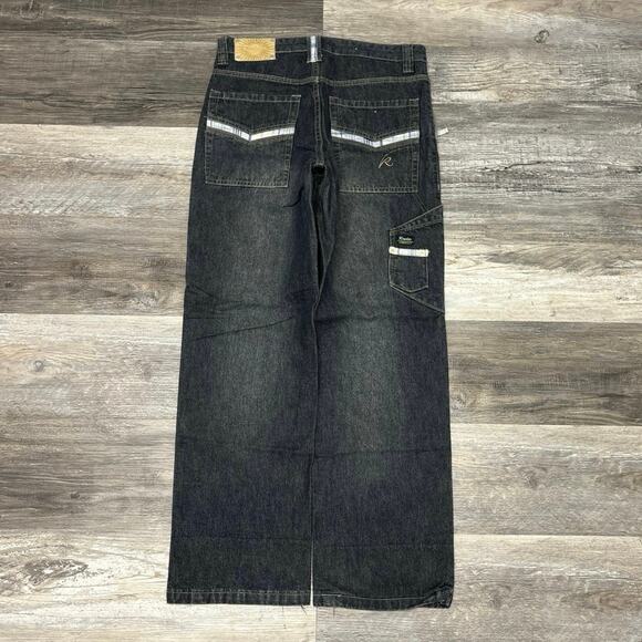 Vintage Raider Infamous Blue Dark Wash Womens‎ 16 Plaid Trim Straight Leg Jeans - Picture 5 of 13